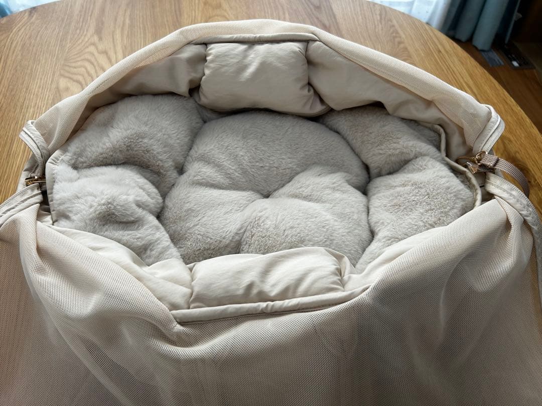 モンシェリ 2wayハンモック型メッシュ付きスリングバッグ ベージュ