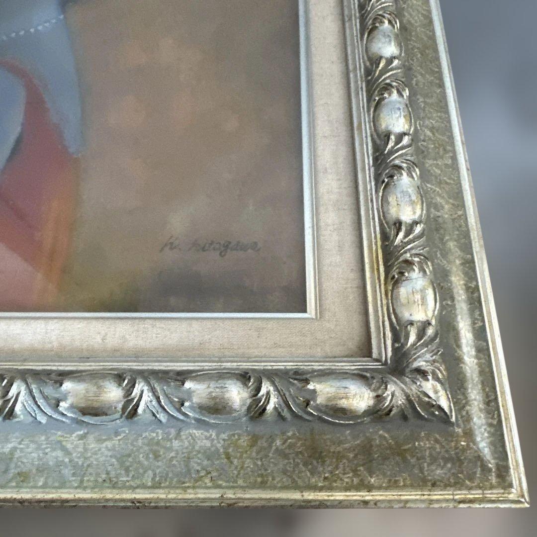 とても雰囲気がある素敵な女性の肖像 油彩画 サイン入り