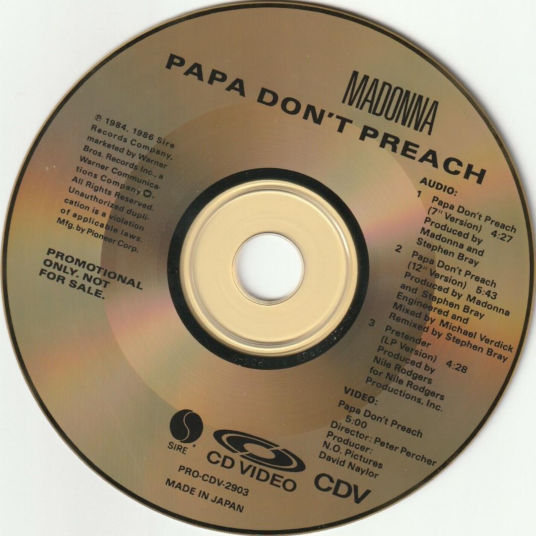 マドンナ　Papa Don't Preach　貴重盤 ゴールド CDビデオ