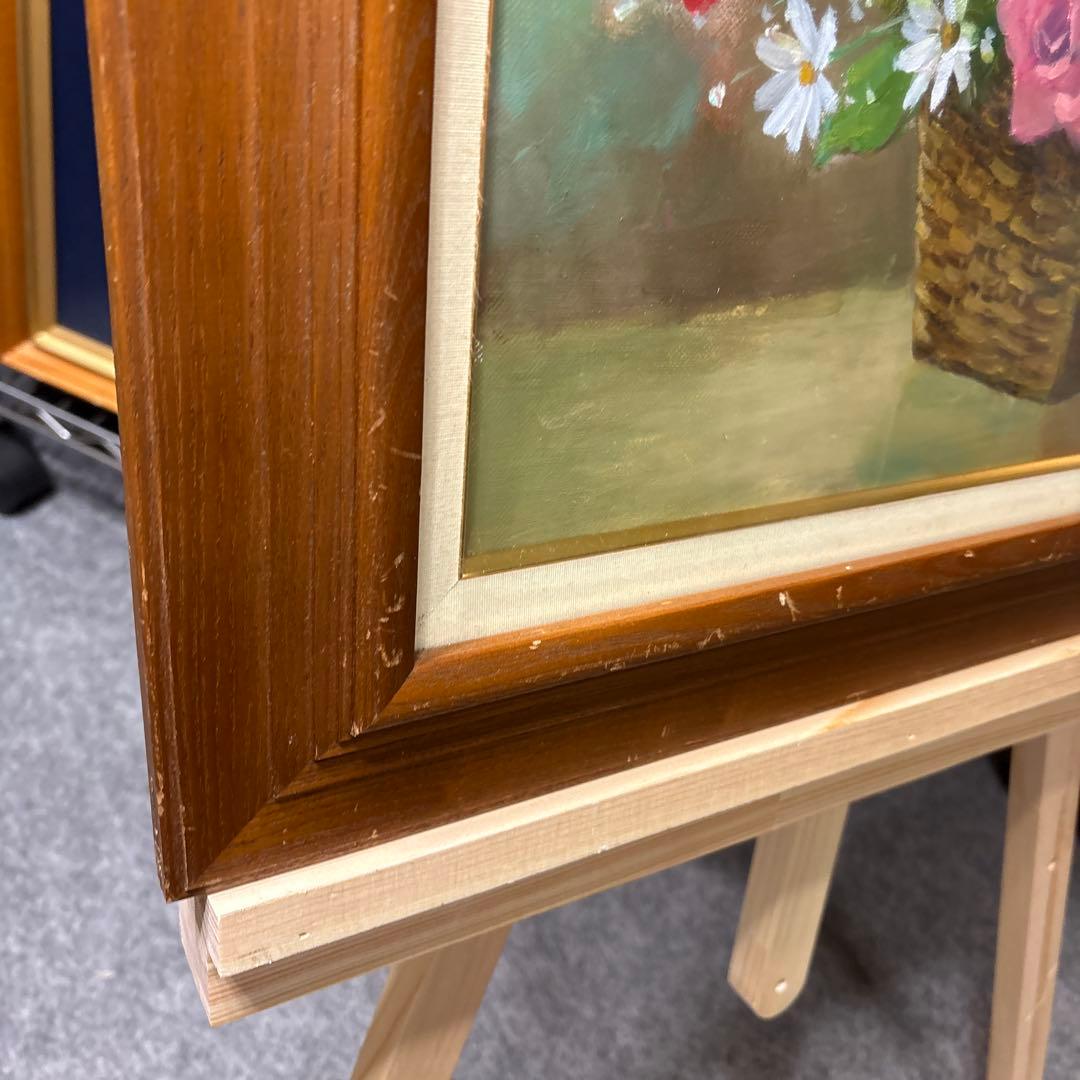 絵画　額縁　油彩画　F6 ガラス　日野皖