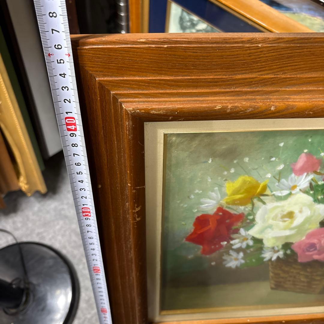 絵画　額縁　油彩画　F6 ガラス　日野皖