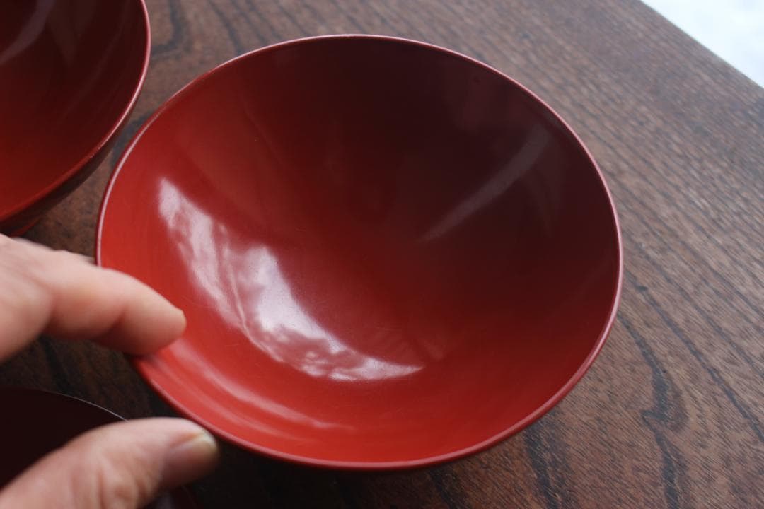 小傷有！時代朱漆に優美な薬玉蒔絵の映えるお椀2点（検輪島塗吸い物椀蒔絵椀