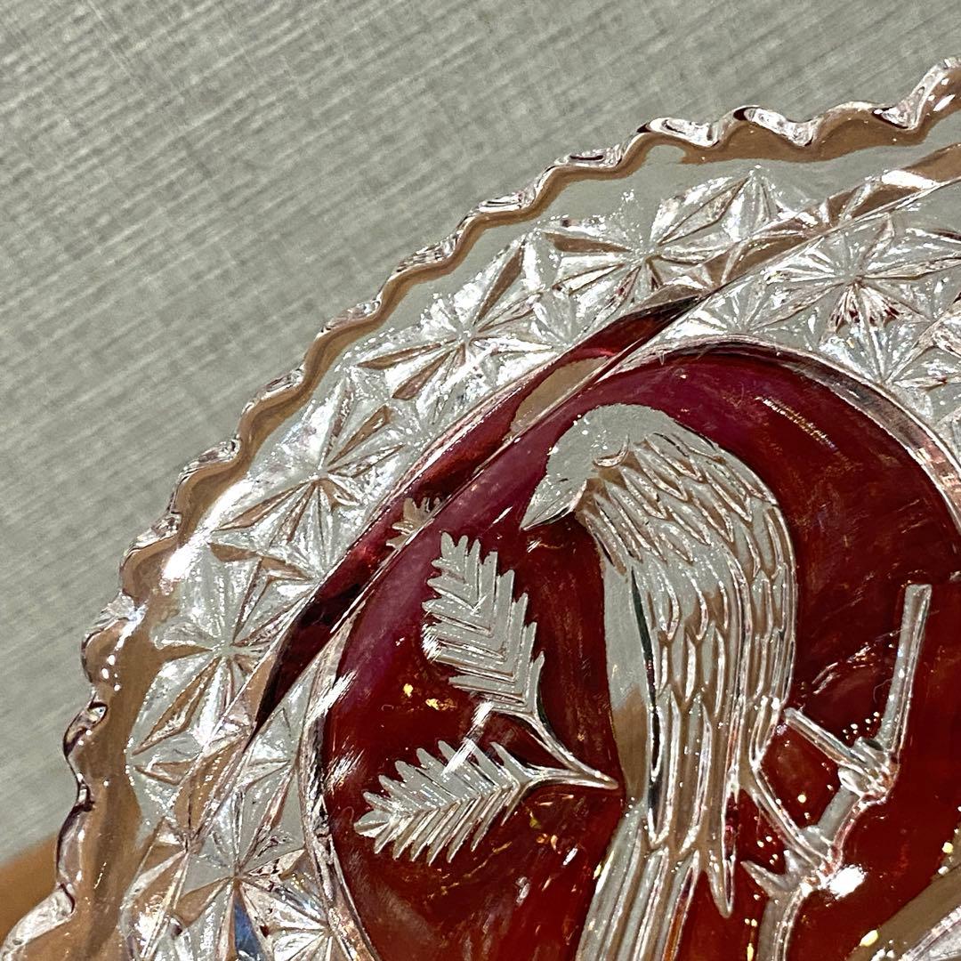 【美品】HOFBAUER ホフバウワー　クリスタル　ガラス　鳥の彫刻　コンポート