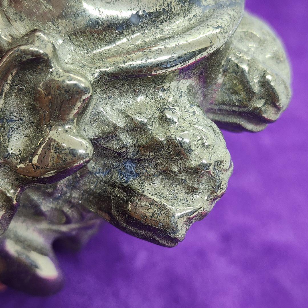 天然石 パイライト 龍亀(ロングイ) 置物 約8cm