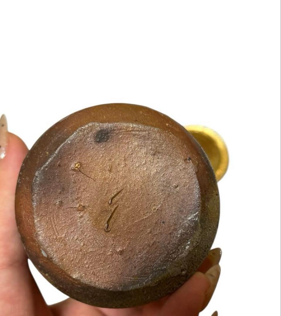 「備前 肩衝 茶入」　正絹の茶入仕覆　桐箱入り