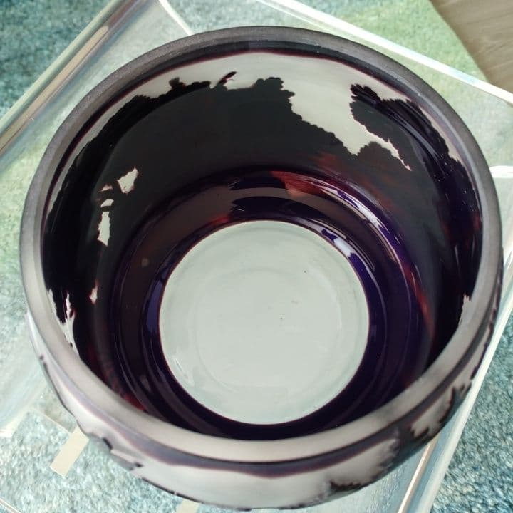 被せ硝子⭐︎アンティーク⭐︎ガレ調 ⭐︎蜻蛉文様 硝子鉢⭐︎水指茶道具、小物入れ