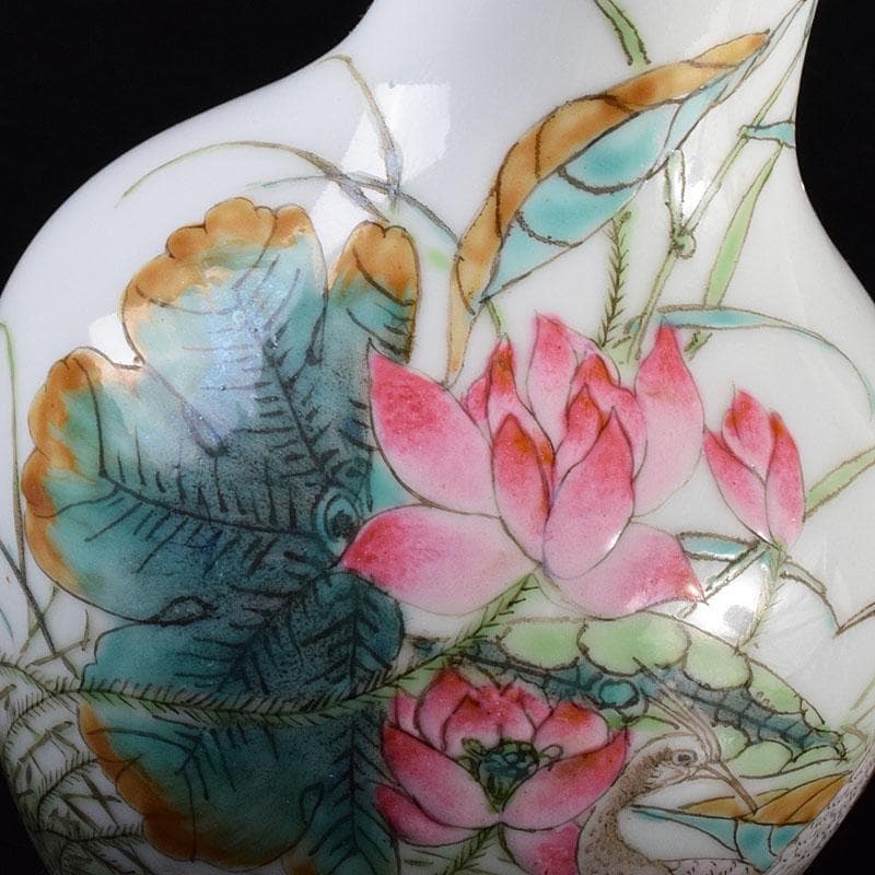 中国　乾隆年製款　粉彩　花鳥文瓶　花入　C　6925