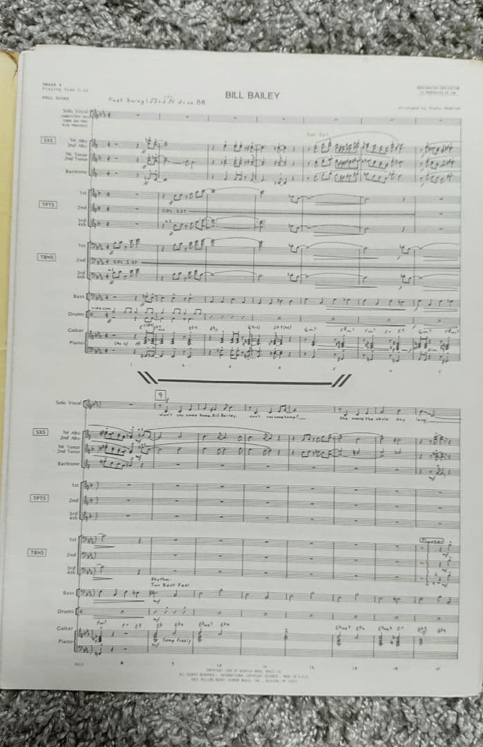 ボーカル　ビッグバンド譜面：BILL BAILEY