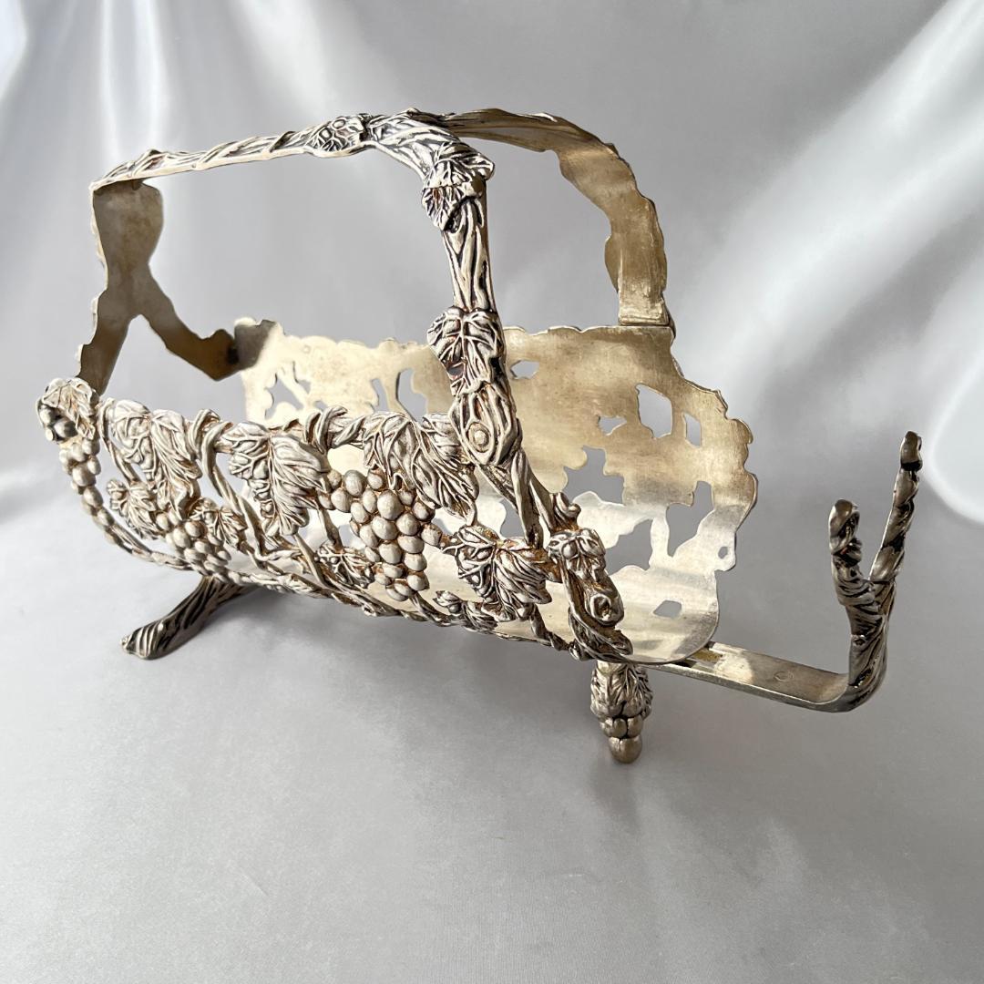 【英国】ワインボトルホルダー【シルバープレート】葡萄と蔦のレリーフ