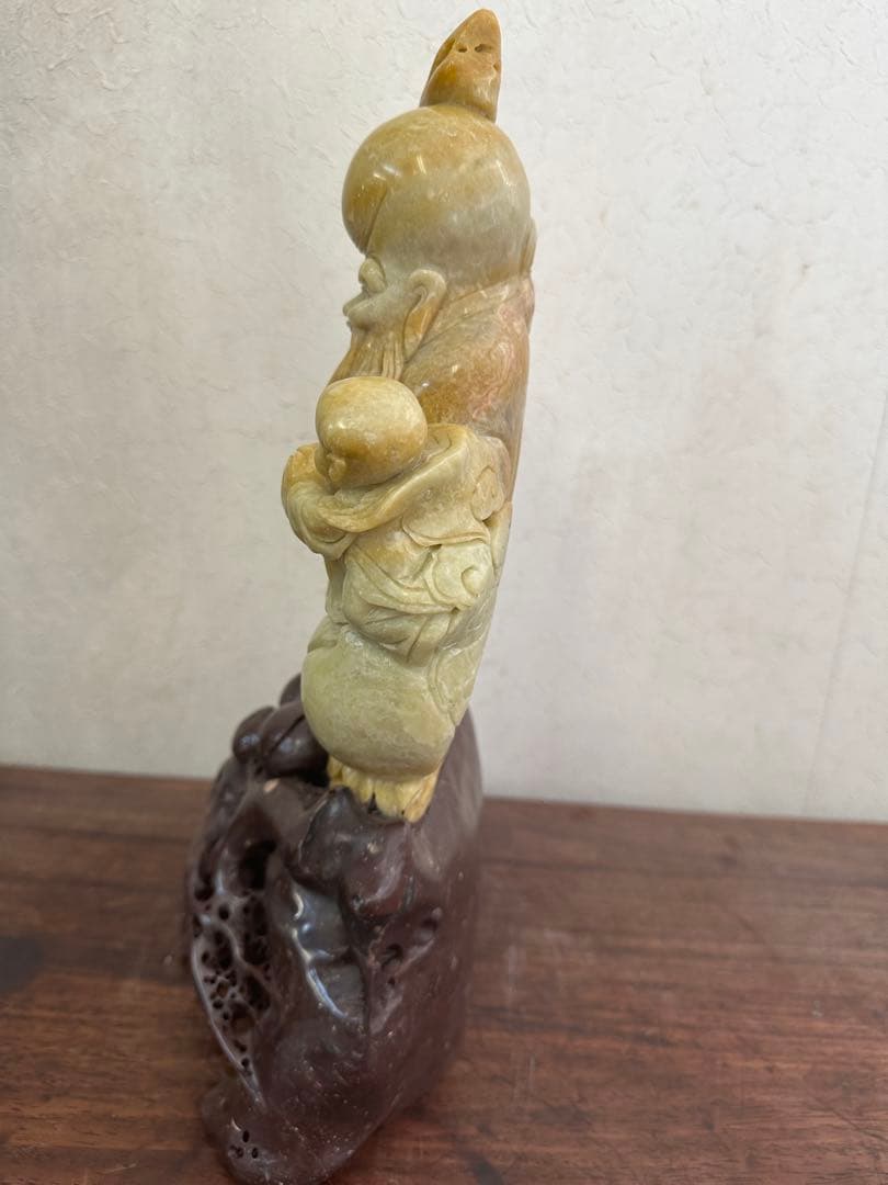中国　彫刻　仙人　置物　天然石　砡？寿山石？　骨董品　仏