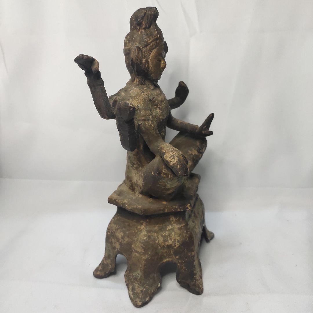 仏教美術 阿修羅坐像 鉄製仏像 チベット密教 旧家蔵出 アンティーク 風水グッズ