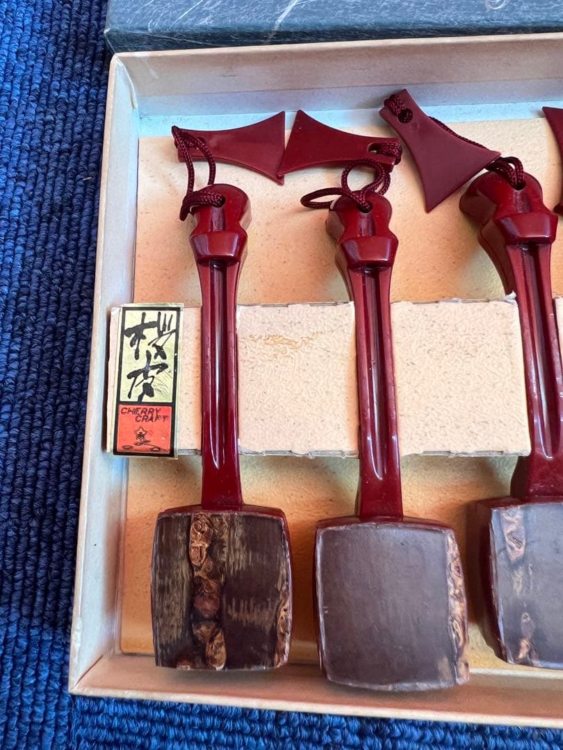 1250 桜皮細工　三味線箸置　5客　伝統工芸品　未使用