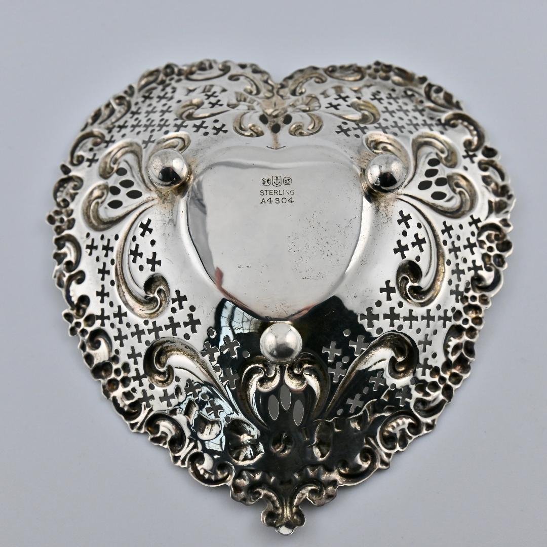 M1314 Antique 1910s 純銀 Gorham ハート型 トレイ