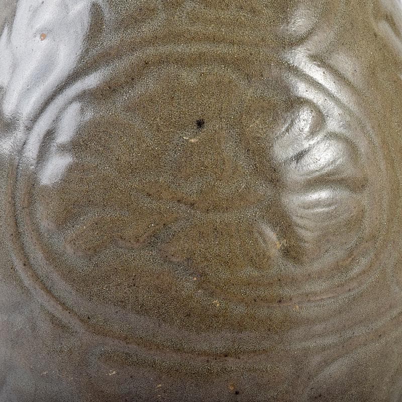 中国　耀州窯　青磁　陽刻　牡丹文　花入　相国寺　有馬頼底書付箱　M　R7802B