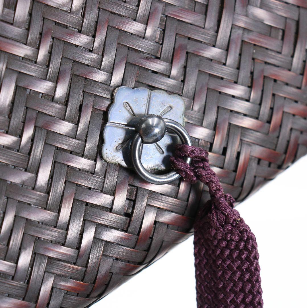 東竹園斎作 茶籠 網代編 野点 茶道具一式 共箱　DR613　R9y