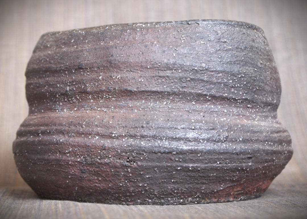 希少作★小山日出男★伊部手《窯変》建水★黄胡麻★花器にもお勧め