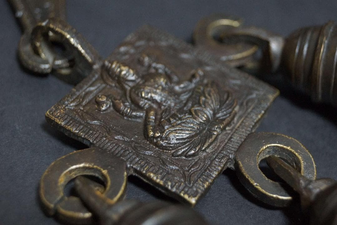 オールドチベット仏教 銅製 金工細工仏陀鈴 Dorje Vajra Bell