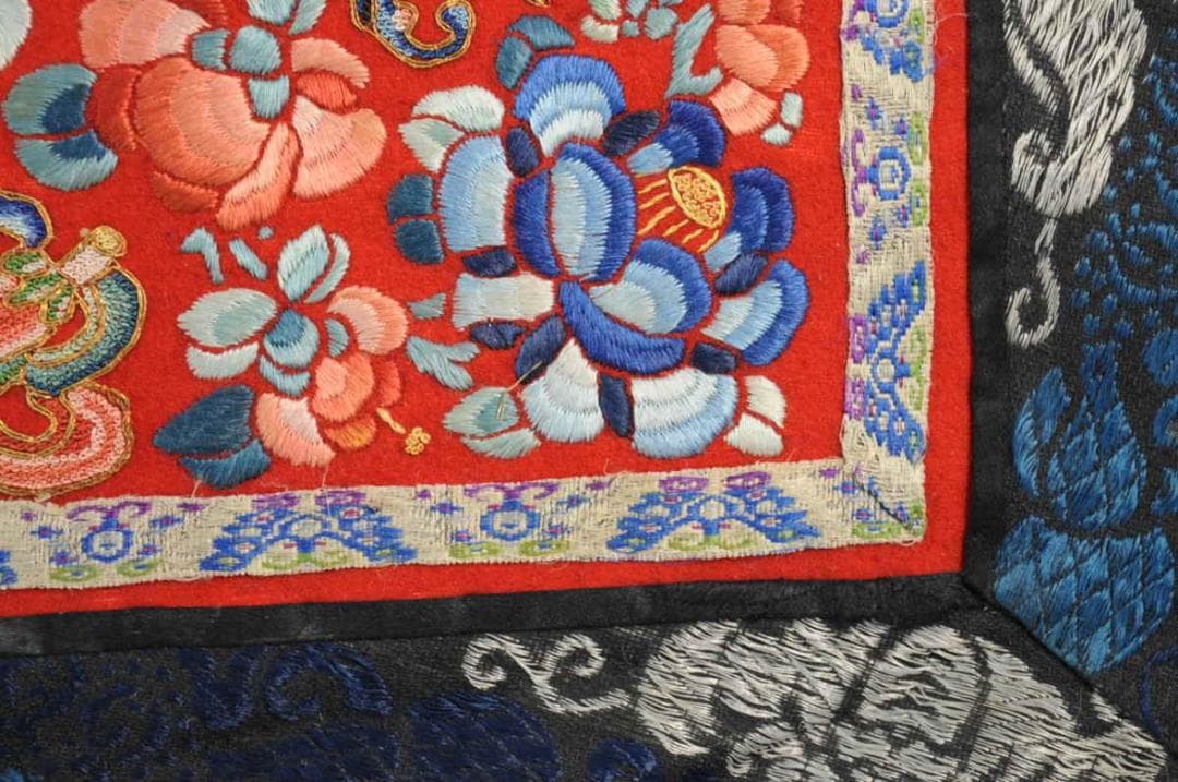 【珍】　★ 蝶恋花紋繍片 ★　刺繍 花紋 蝶紋　明清織繍