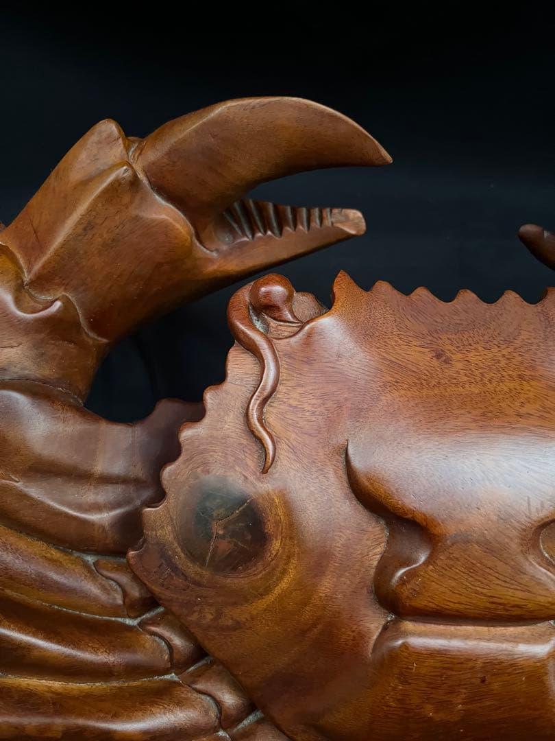 稀少 木彫りの蟹 カニ 木製 置物 木工 工芸品 飾り オブジェ