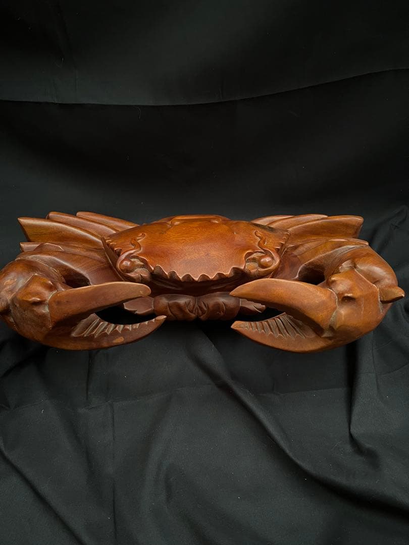 稀少 木彫りの蟹 カニ 木製 置物 木工 工芸品 飾り オブジェ