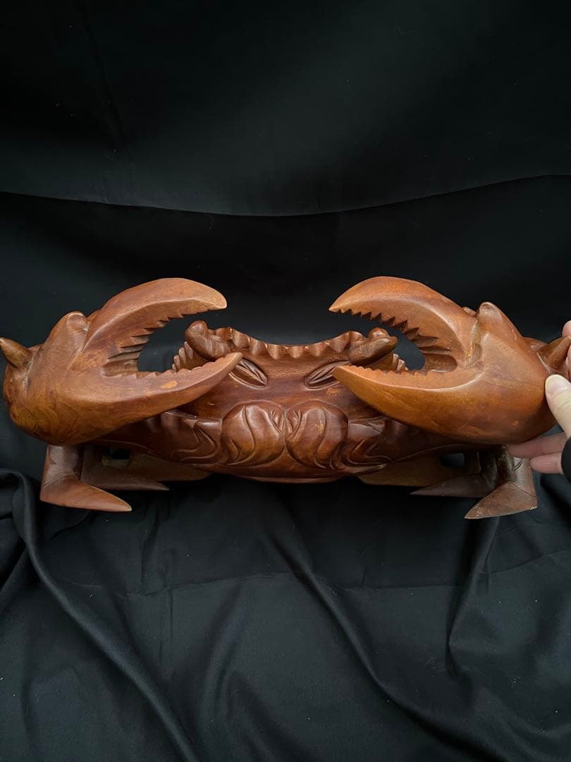 稀少 木彫りの蟹 カニ 木製 置物 木工 工芸品 飾り オブジェ