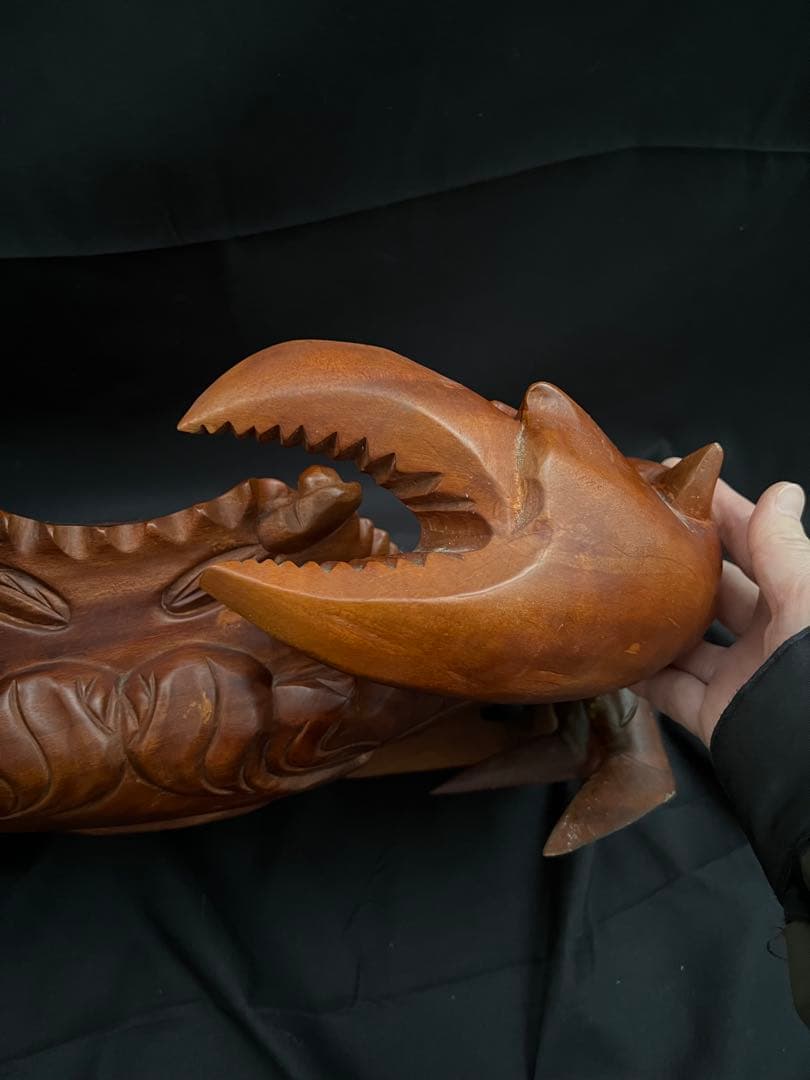 稀少 木彫りの蟹 カニ 木製 置物 木工 工芸品 飾り オブジェ