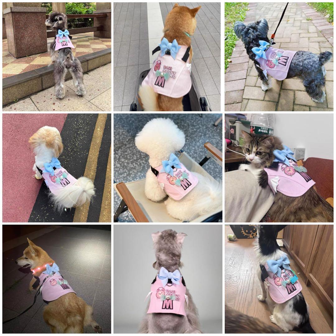 〆DAZI 犬用ハーネス、調整可能なベルクロデニム犬用ハーネス（小型犬用）