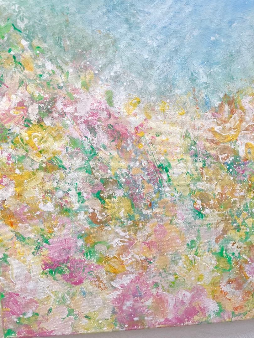 524 抽象画 アクリル画 アート 原画 キャンバスボード F6 春風に乗って