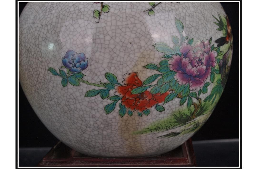 中国 清時代　在銘手描き花瓶 美術品　激安骨董品 DE993B14-5