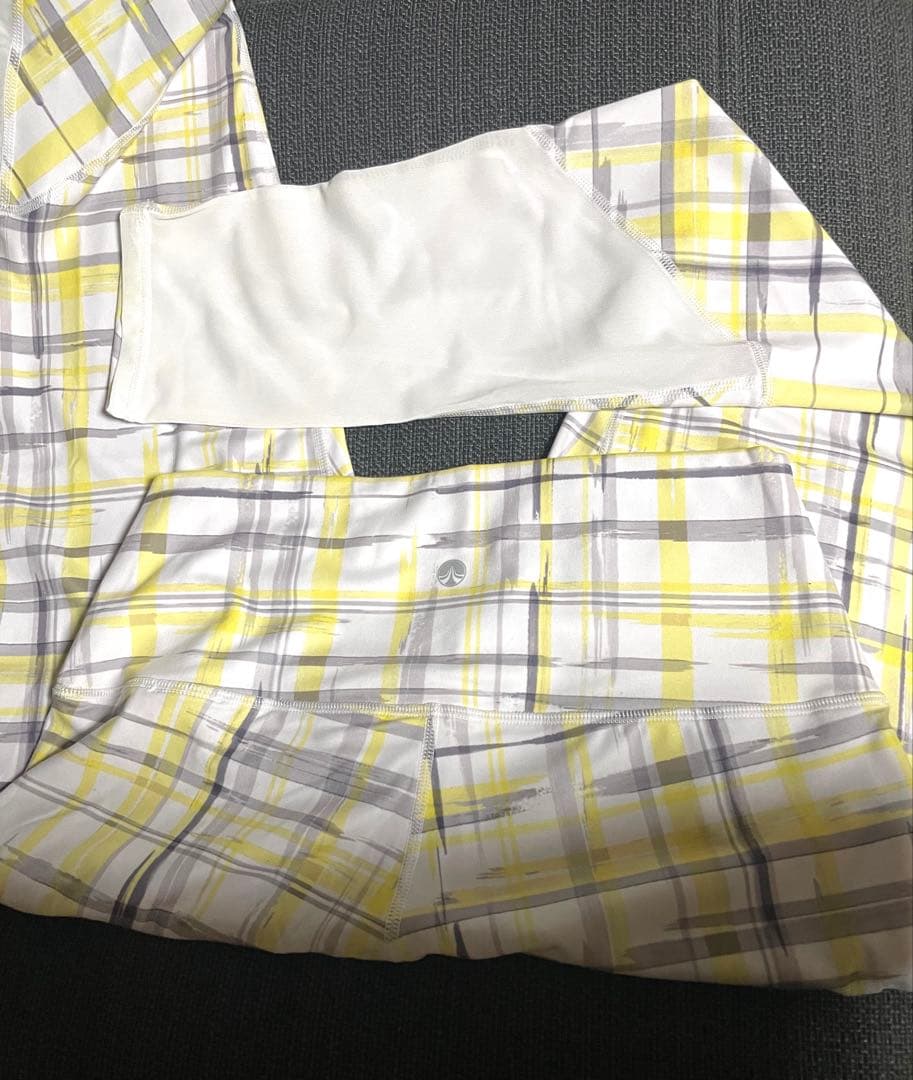 SUKALA チェックレギンス イエロー L 背面メッシュ LAVA