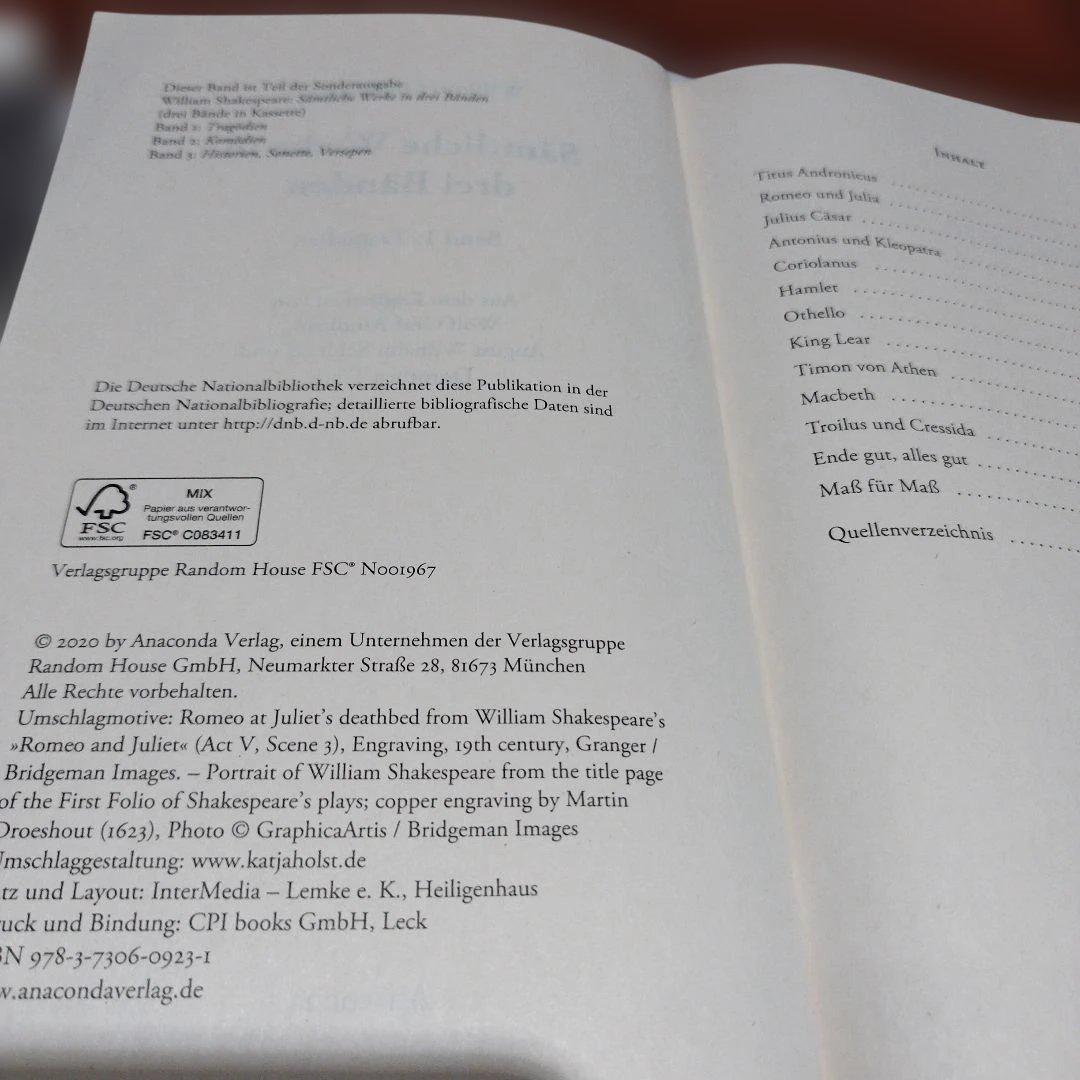 William Shakespeare Drei Bänden　2020年