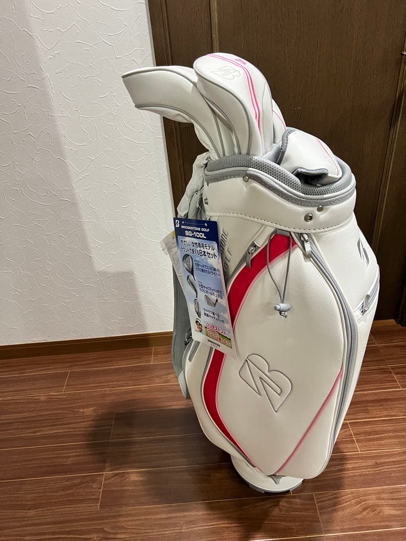 【新品未使用】ヘッドカバー付き★ブリヂストン キャディバッグ ホワイト/ピンク