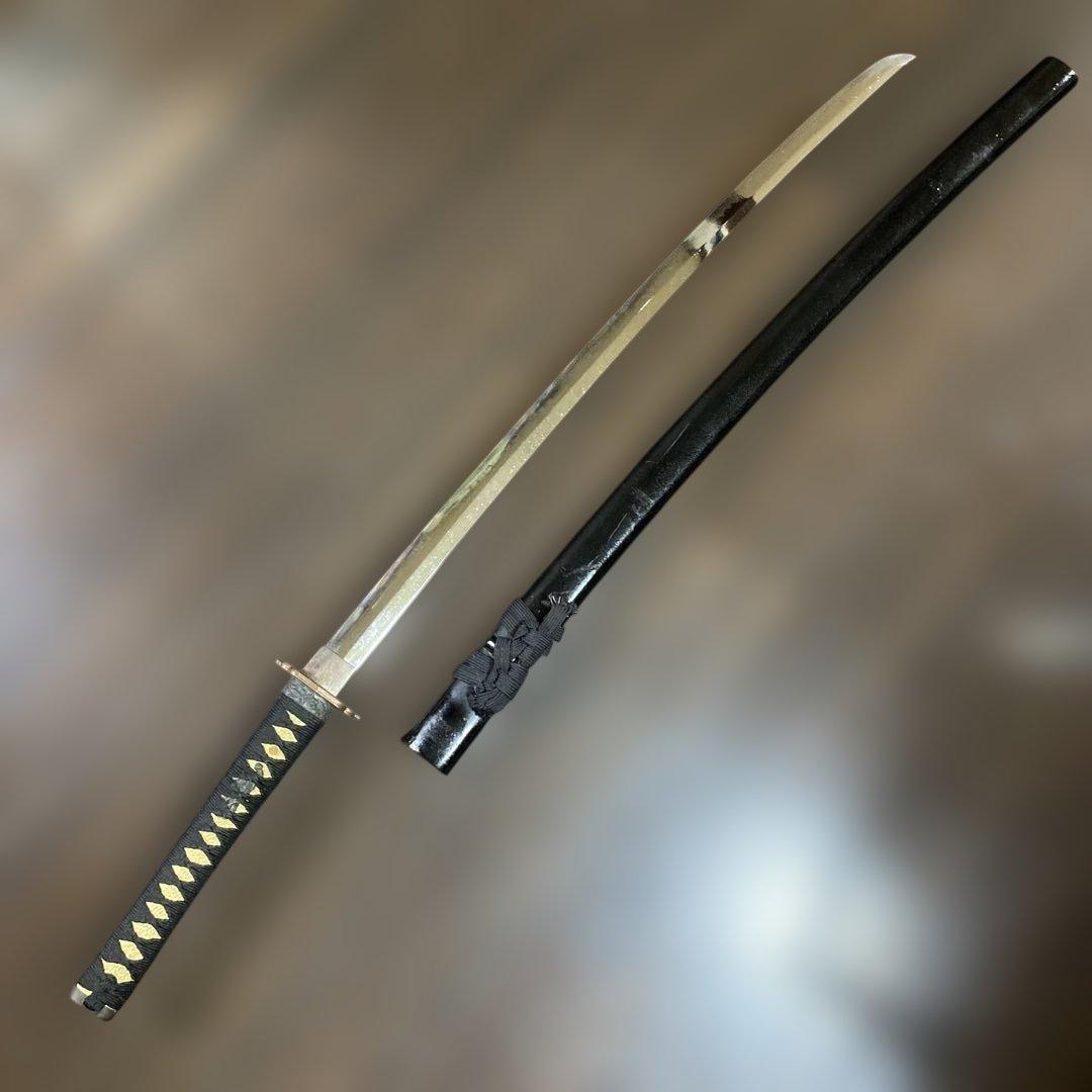 模造大刀 黒柄 太刀鍔 黒梨地鞘