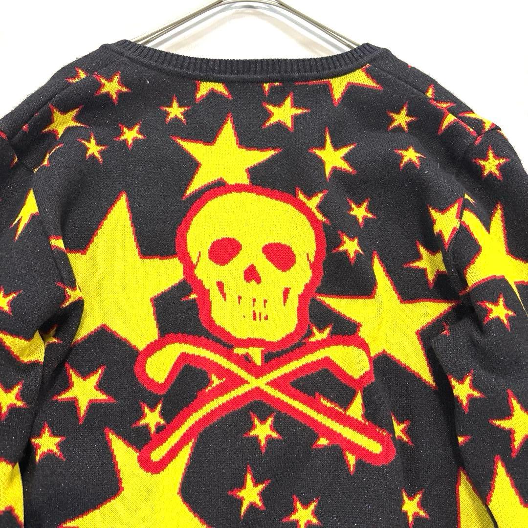 マークアンドロナ　M ニットセーター　スカル　スター　ブラック　イエロー