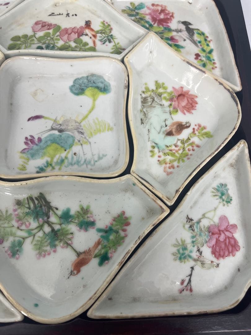 中国古美術 清朝同治骨董 古陶磁器 收藏品 アンティーク 9点セット木箱付