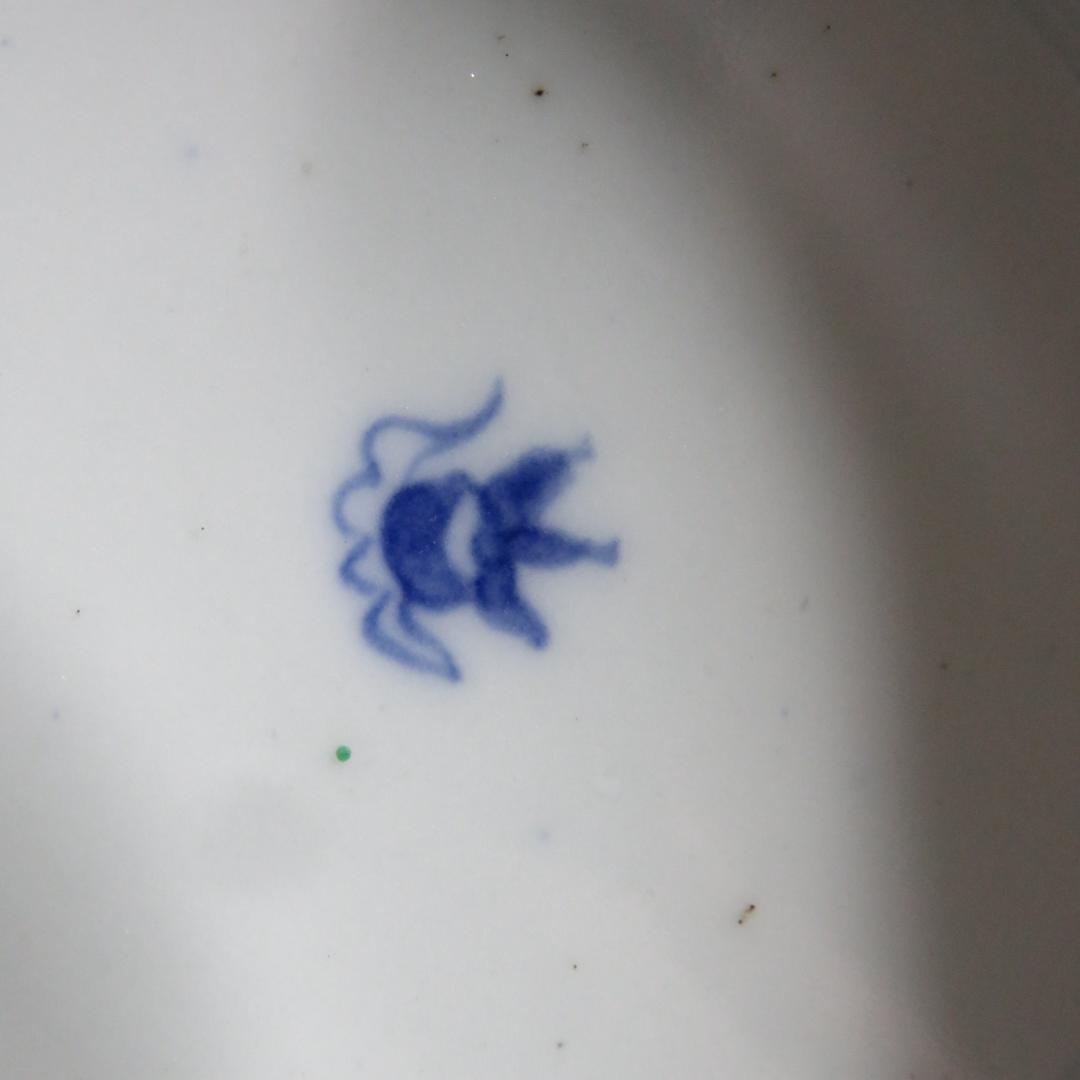 四角向付 5客 草花文様 染付 色絵付 明治 大正 蔵出し