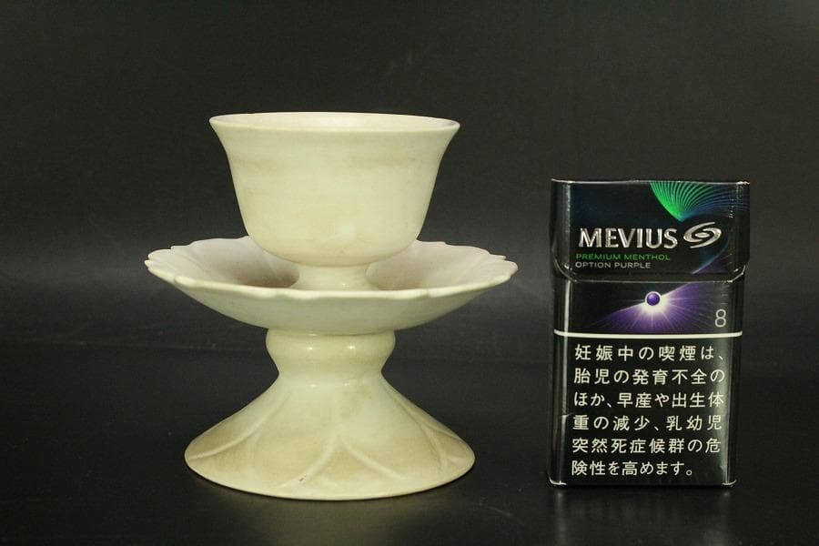 中国美術 白磁 高碗 台 二件 φ11.3cm(LC513)