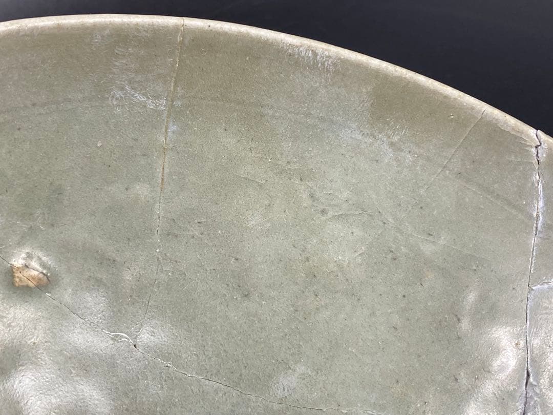 高麗青磁 鉢 大碗 傷有 残器 陶片 見本品参考品 金継ぎ用 時代物 径19cm
