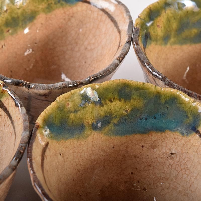 煎茶道具　織部焼　玉露　煎茶器揃　急須　湯冷　茶碗五客　V　R7774