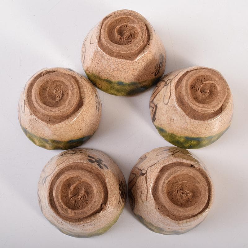 煎茶道具　織部焼　玉露　煎茶器揃　急須　湯冷　茶碗五客　V　R7774