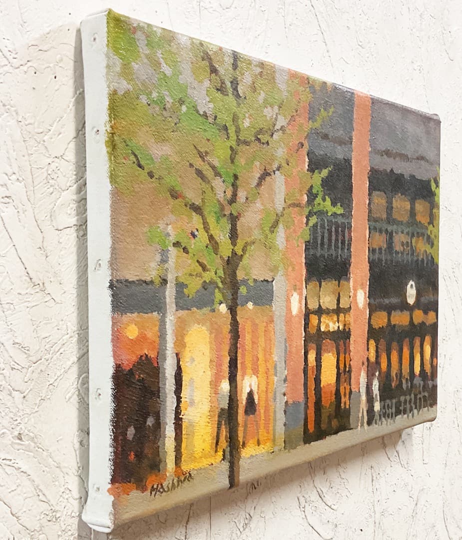絵画 685 油絵/風景/街角/東京丸の内/夕景/F4号