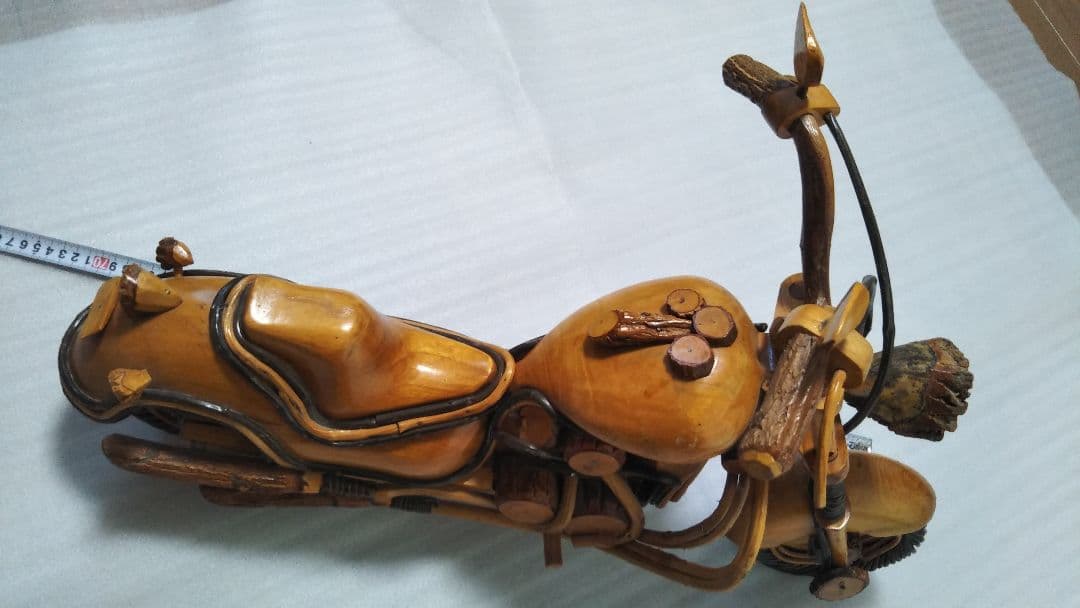 (値下げ)ハーレー風ビンテージ木製バイク　67cm最高級逸品