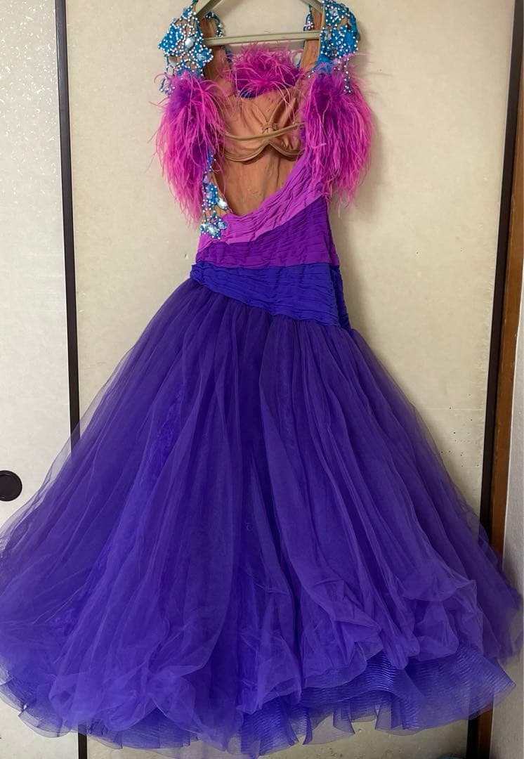 社交ダンス　ドレス　スタンダードドレス　紫　THE ONE ワンピース　衣装