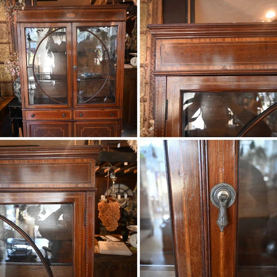 IFU-425 英国アンティーク マホガニー キャビネット 飾り棚 ガラスケース