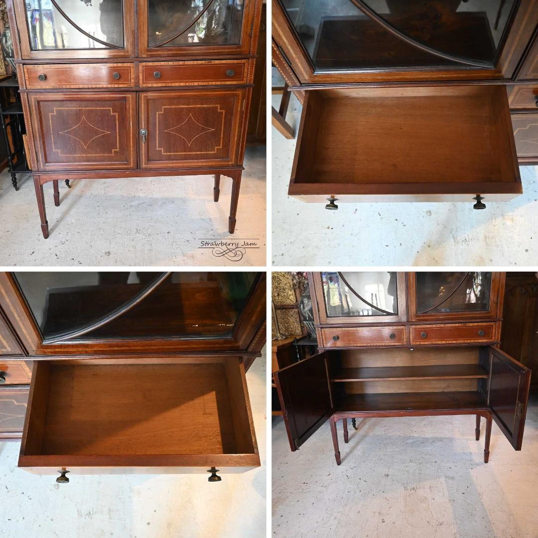 IFU-425 英国アンティーク マホガニー キャビネット 飾り棚 ガラスケース