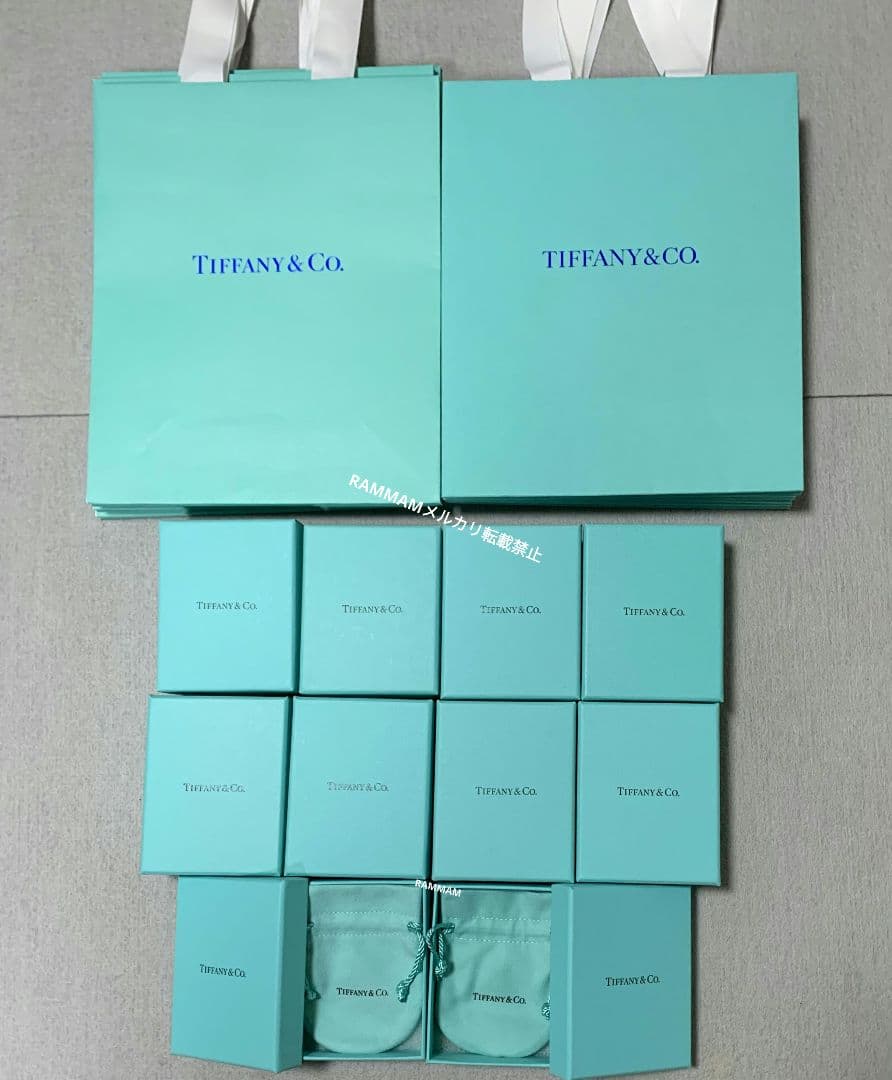 現行品　Tiffany　ティファニー　箱　空箱　巾着袋　保存袋　紙袋　各10個