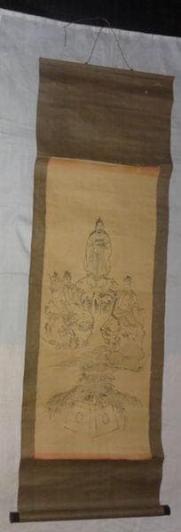 稀少 ヴィンテージ 出羽三山神社 月山大神 湯殿山大神 羽黒山大神 紙本 掛軸