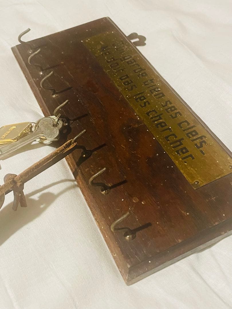 フランスアンティーク木製7連フック