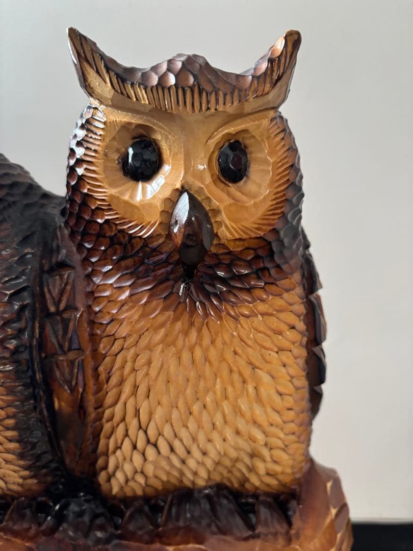 フクロウ 置物 梟 ふくろう 木彫 高さ約73cm オブジェ