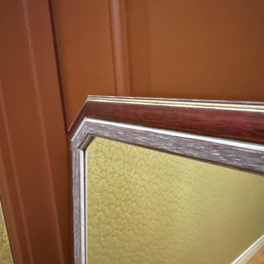 美品 イタリア製 マホガニーフレーム アンティーク ウォールミラー オクタゴン